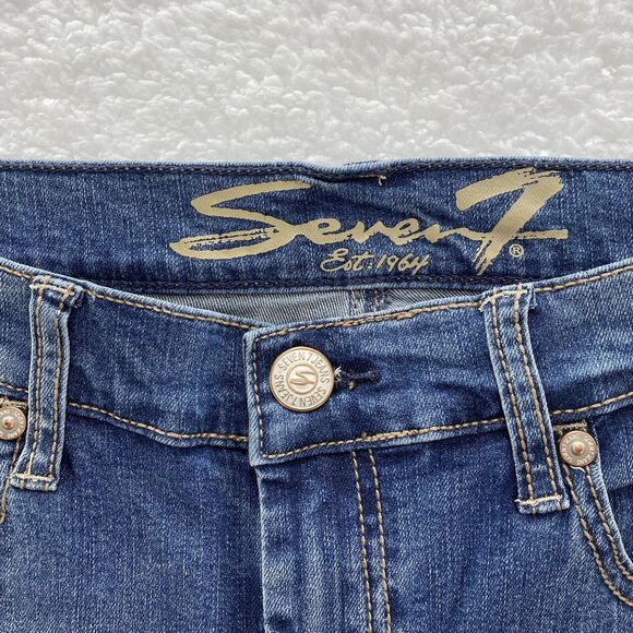 Seven 7 For All Mankind Girlfriend Jeans Women's 12 Blue Distressed Denim - Picture 7 of 16